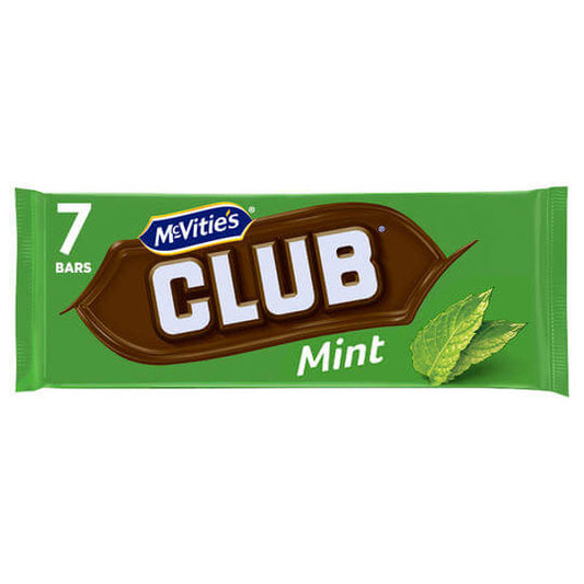 BEST BY JANUARY 2026: Jacobs (McVities) Club Bars Mint 7pk HEAT SENSITIVE ITEM. PLEASE ADD ITEM 122942 TO THE ORDER TO TRY TO PROTECT CHOCOLATES FROM HEAT DAMAGE. 154g