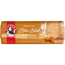 BEST BY FEBRUARY 2026: Bakers Blue Label Caramel Flavoured Marie Biscuits (Kosher) 200g