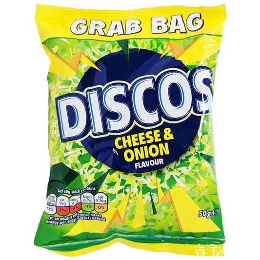 BEST BY JANUARY 2026: Walkers Discos Crisps Cheese and Onion Flavour 50g