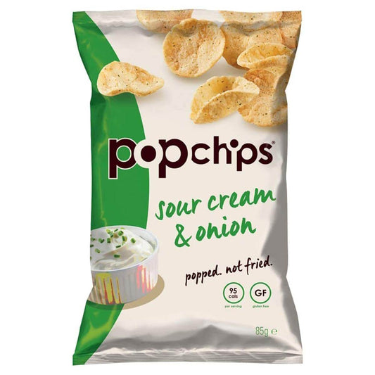 BEST BY JANUARY 2026: Popchips Sour Cream and Onion Potato Snack 85g