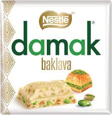 BEST BY MARCH 2026: Nestle Damak Baklava White Chocolate with Pistachio Chocolate Bar HEAT SENSITIVE ITEM. PLEASE ADD ITEM 122942 TO THE ORDER TO TRY TO PROTECT CHOCOLATES FROM HEAT DAMAGE 60g
