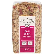 BEST BY MARCH 2026: Bags of Bites Goji Berry Muesli Wheat Free Cereal 500g