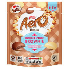 BEST BY FEBRUARY 2026: Nestle Aero Melts Brownie Pouch HEAT SENSITIVE ITEM. PLEASE ADD ITEM 122942 TO THE ORDER TO TRY TO PROTECT CHOCOLATES FROM HEAT DAMAGE 86g
