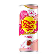 BEST BY FEBRUARY 2026: Chupa Chups Strawberry Cream Slim Can 250ml