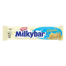 Nestle Milkybar Classic Bar HEAT SENSITIVE ITEM. PLEASE ADD ITEM 122942 TO THE ORDER TO TRY TO PROTECT CHOCOLATES FROM HEAT DAMAGE 44g