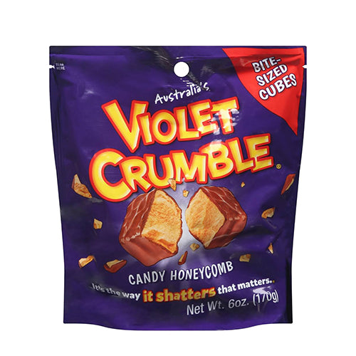 Nestle Violet Crumble Chunks Australias Crisp Golden Honeycomb Covered in Milk Chocolate HEAT SENSITIVE ITEM. PLEASE ADD ITEM 122942 TO THE ORDER TO TRY TO PROTECT CHOCOLATES FROM HEAT DAMAGE. 170g