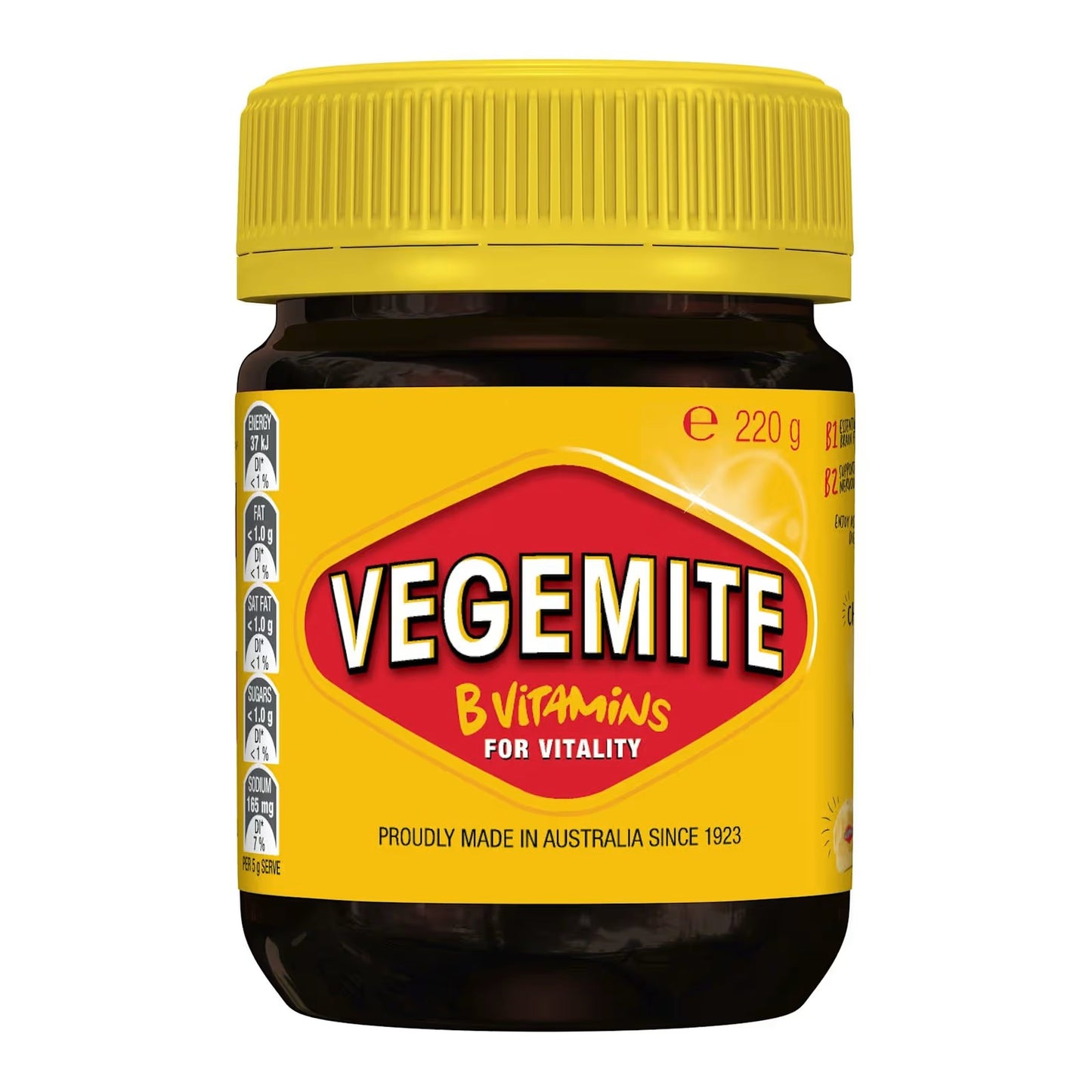 Kraft Vegemite Yeast Extract with Added Vitamins B1, B2, B3 and Folic Acid 220g