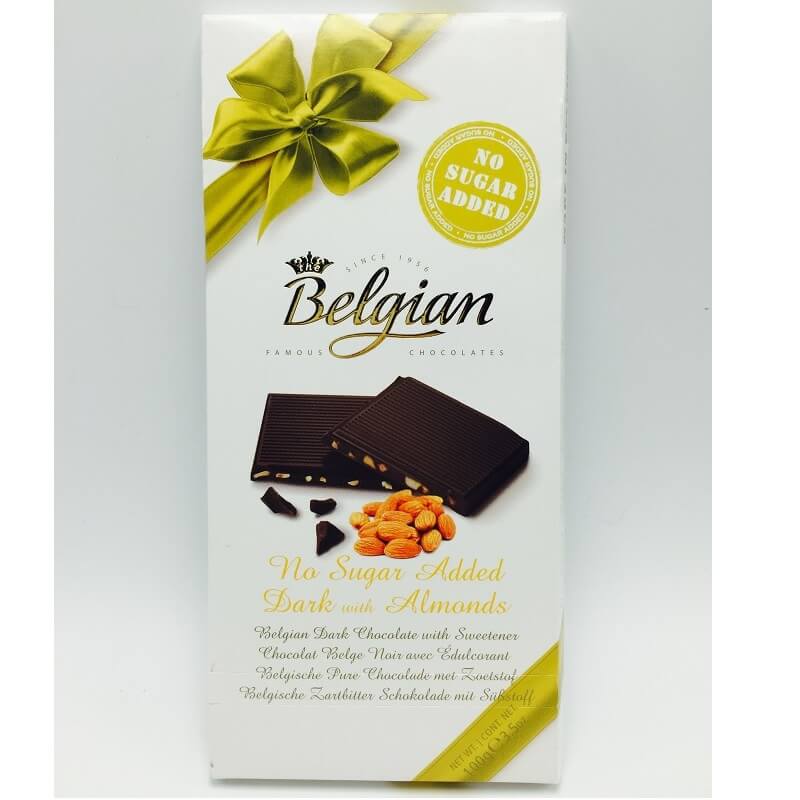 BEST BY MARCH 2026: The Belgian NSA Dark Chocolate Almonds  HEAT SENSITIVE ITEM. PLEASE ADD ITEM 122942 TO THE ORDER TO TRY TO PROTECT CHOCOLATES FROM HEAT DAMAGE. 100g