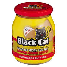 BEST BY JANUARY 2026: Black Cat Peanut Butter Smooth No Sugar Or Salt Added 400g