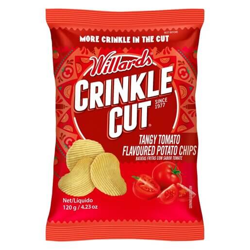 BEST BY FEBRUARY 2026: Willards Crinkle Cut Tomato Potato Chips 120g