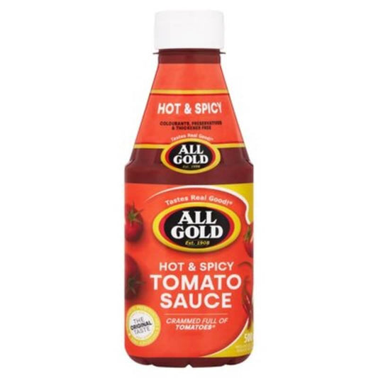 BEST BY FEBRUARY 2026: All Gold Hot Spicy Tomato Sauce Squeeze 500ml