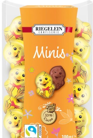 Riegelein Mini Solid Chocolate Chicks Acetate Box 100g