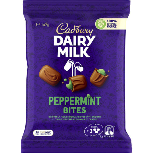CADBURY DAIRY MILK PEPPERMINT BITES 142G