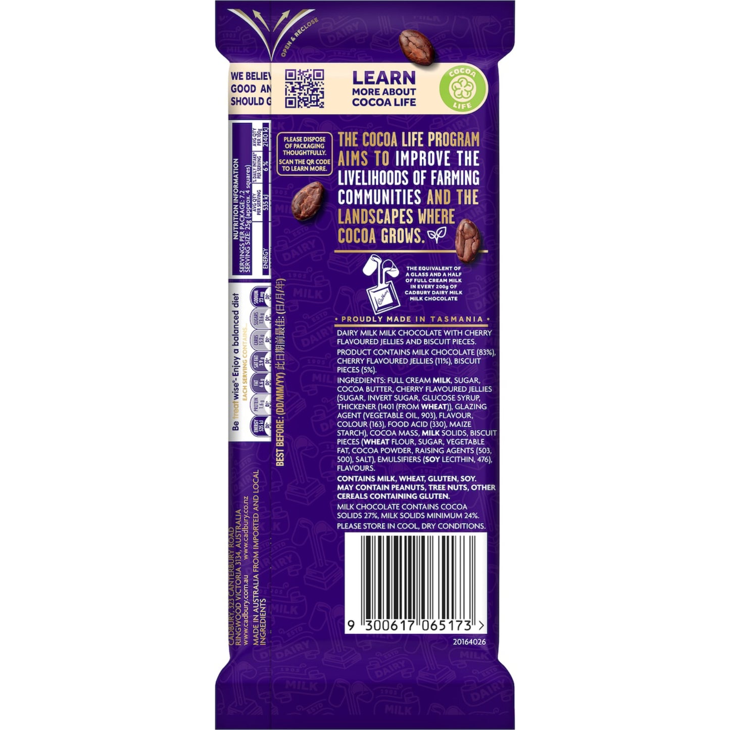 CAD DAIRY MILK BLACK FOREST 180G