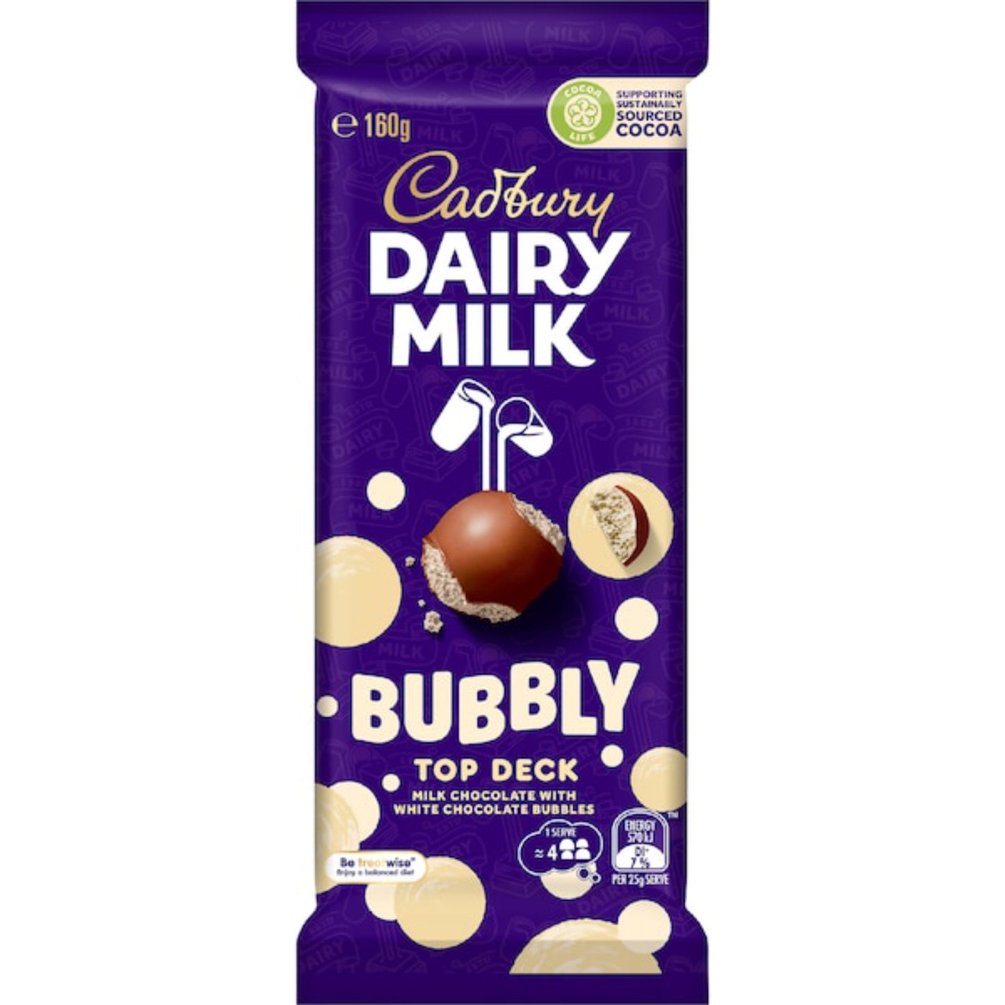 CAD DAIRY MILK BUBBLY TOP DECK 160G