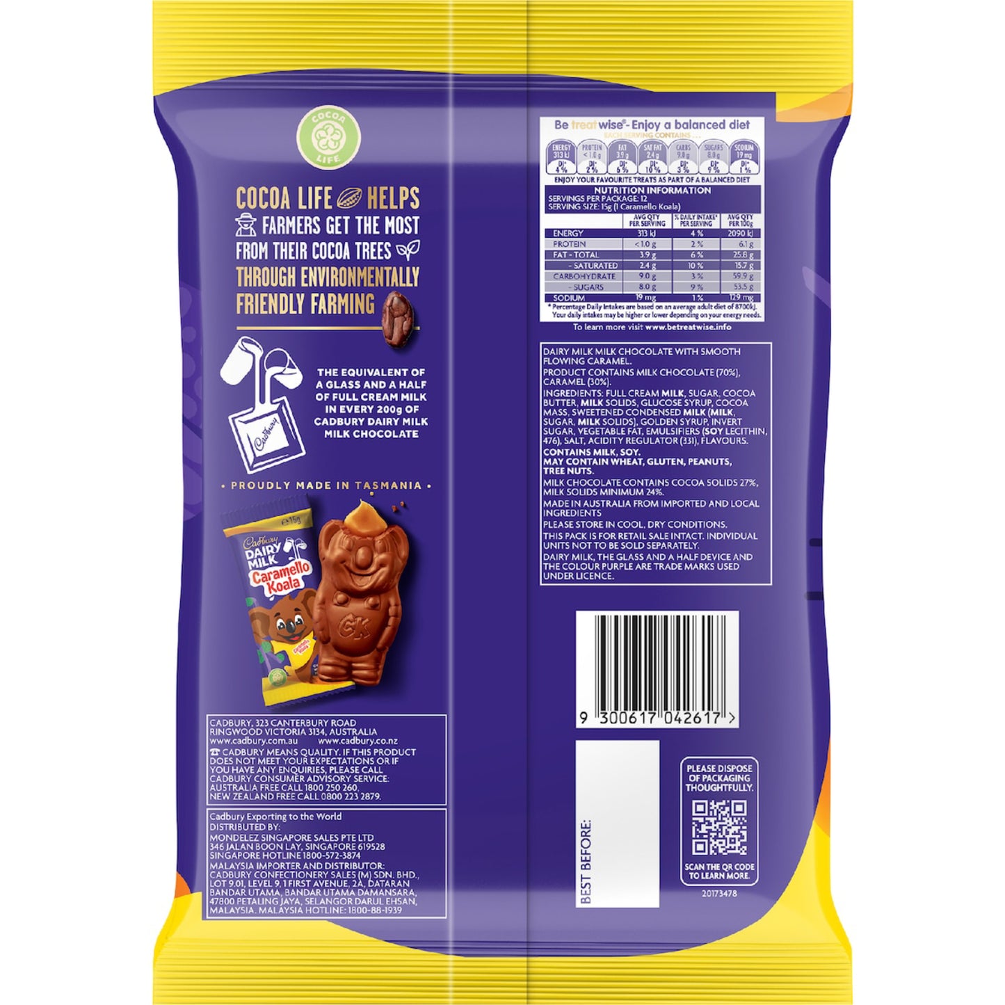 CAD DAIRY MILK CARAMELLO KOALA SHAREPACK 180G