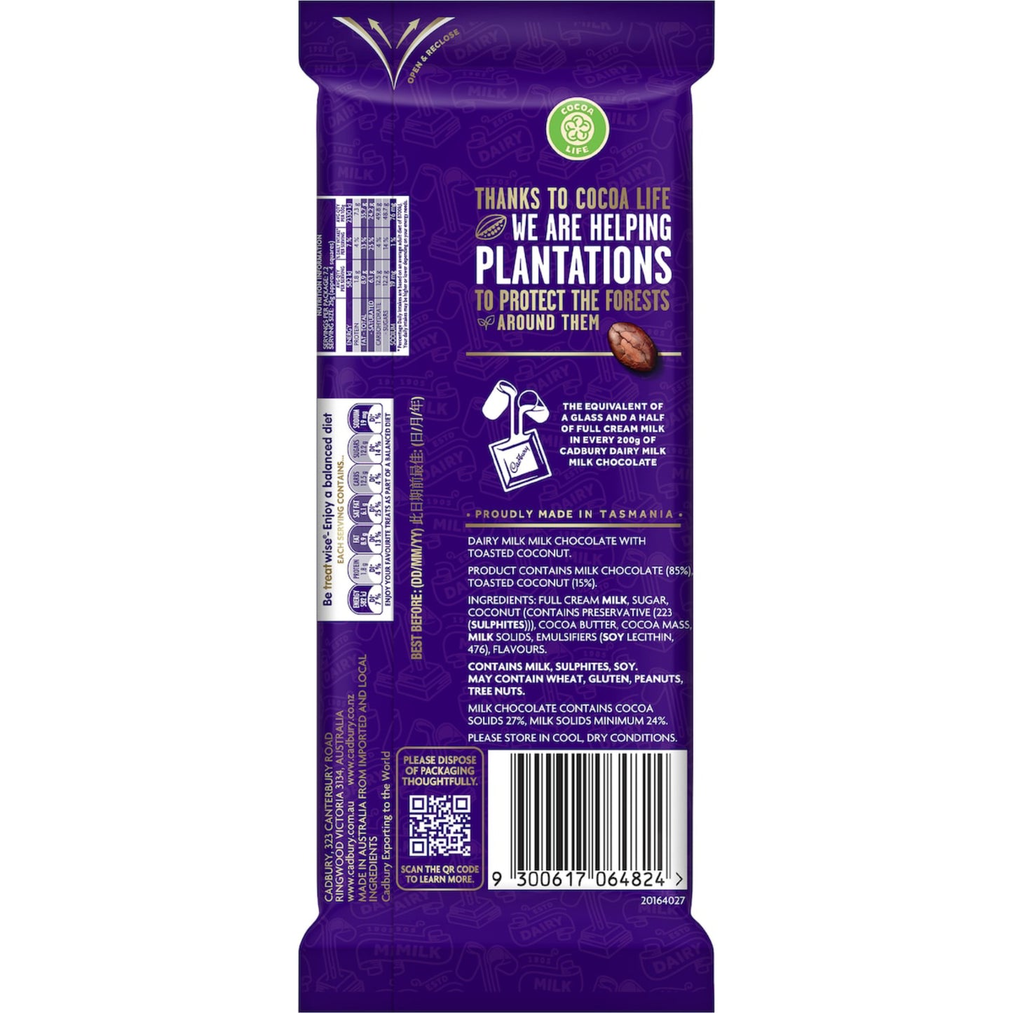 CAD DAIRY MILK COCONUT ROUGH 180G