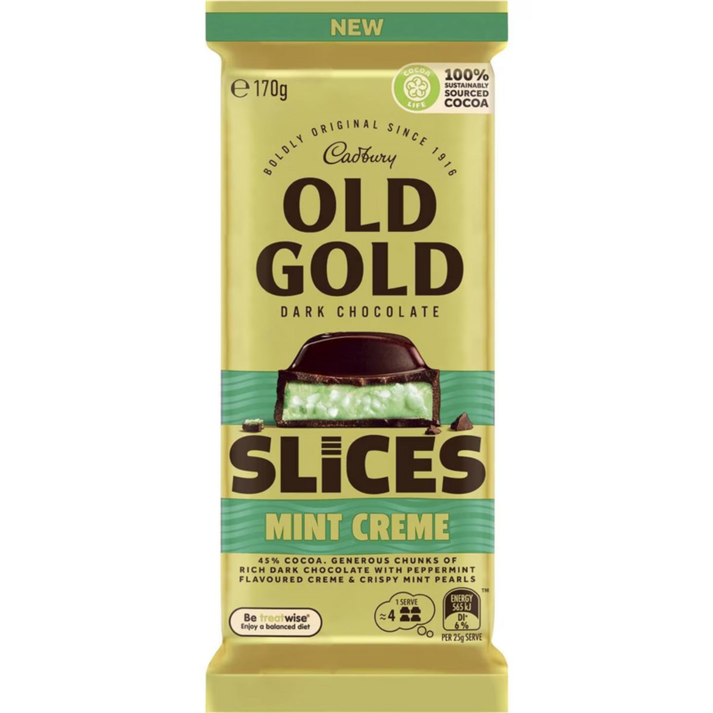 CAD OLD GOLD SLICES MINT CRÈME 170G
